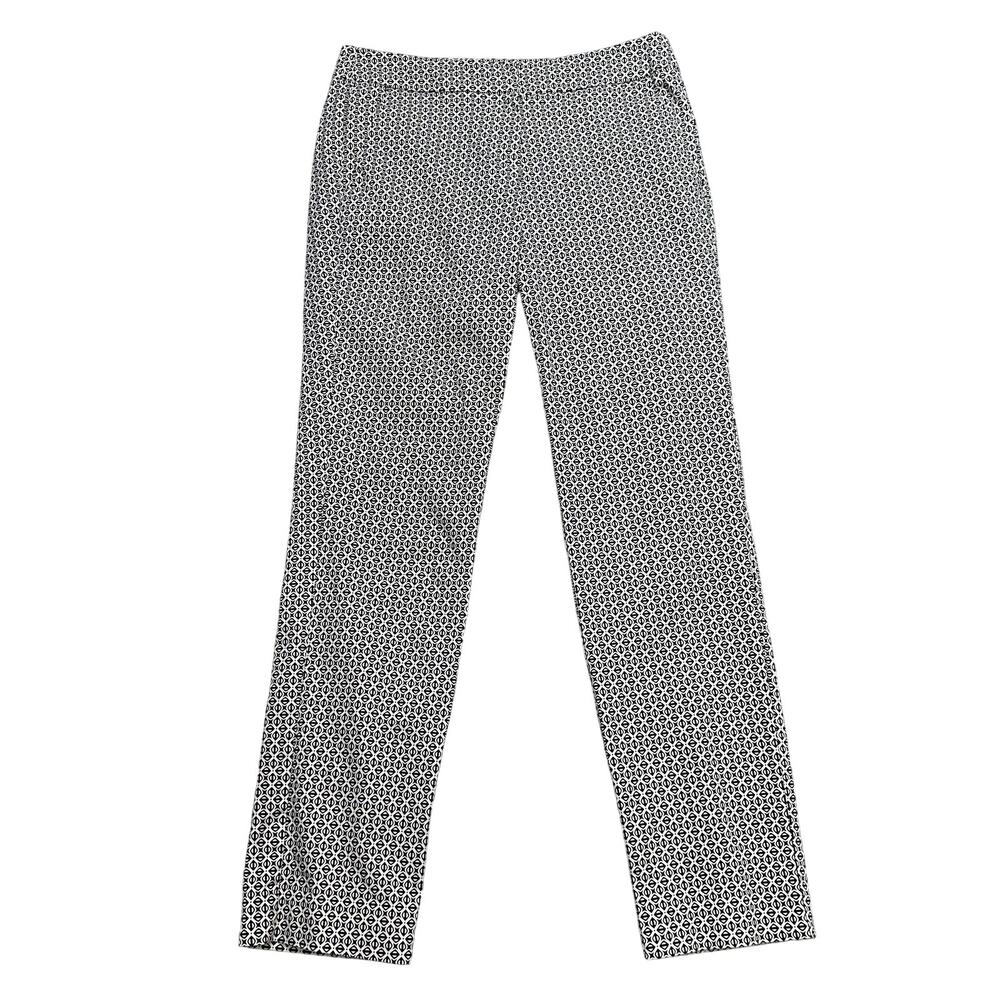 Willi Smith Printed Dress Pant WMN 2 Black White Geometric Print Mid Rise Office